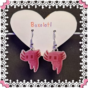 Pink Light Weight Axolotl Earrings // Box-olotl