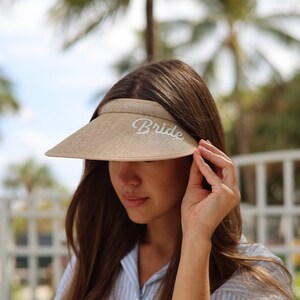 Personalized Sun Visors Hat for Bachelorette Party Boat Party Vacation Straw Hat Bridal Shower Bride Squad Visors Visors Hat with Pearl