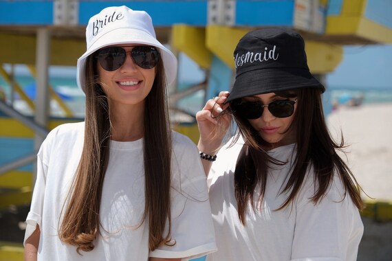Cotton Bucket Hats Bride Bucket Hat White Cotton Sun Hat