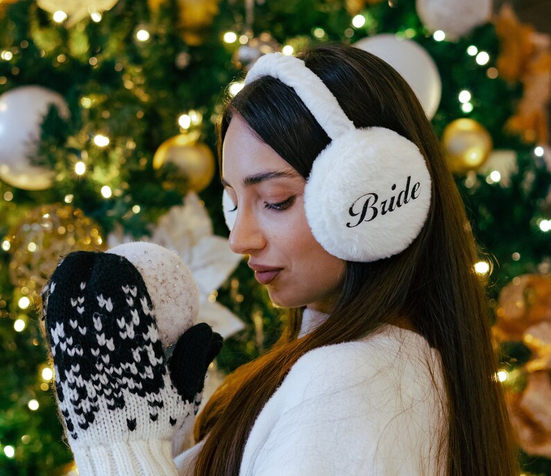 Bride Earmuffs Fluffy Ear Muffs Women Personalized Earmuffs Etsy