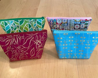 Quilted Zippered Storage/ Cosmetic Bag