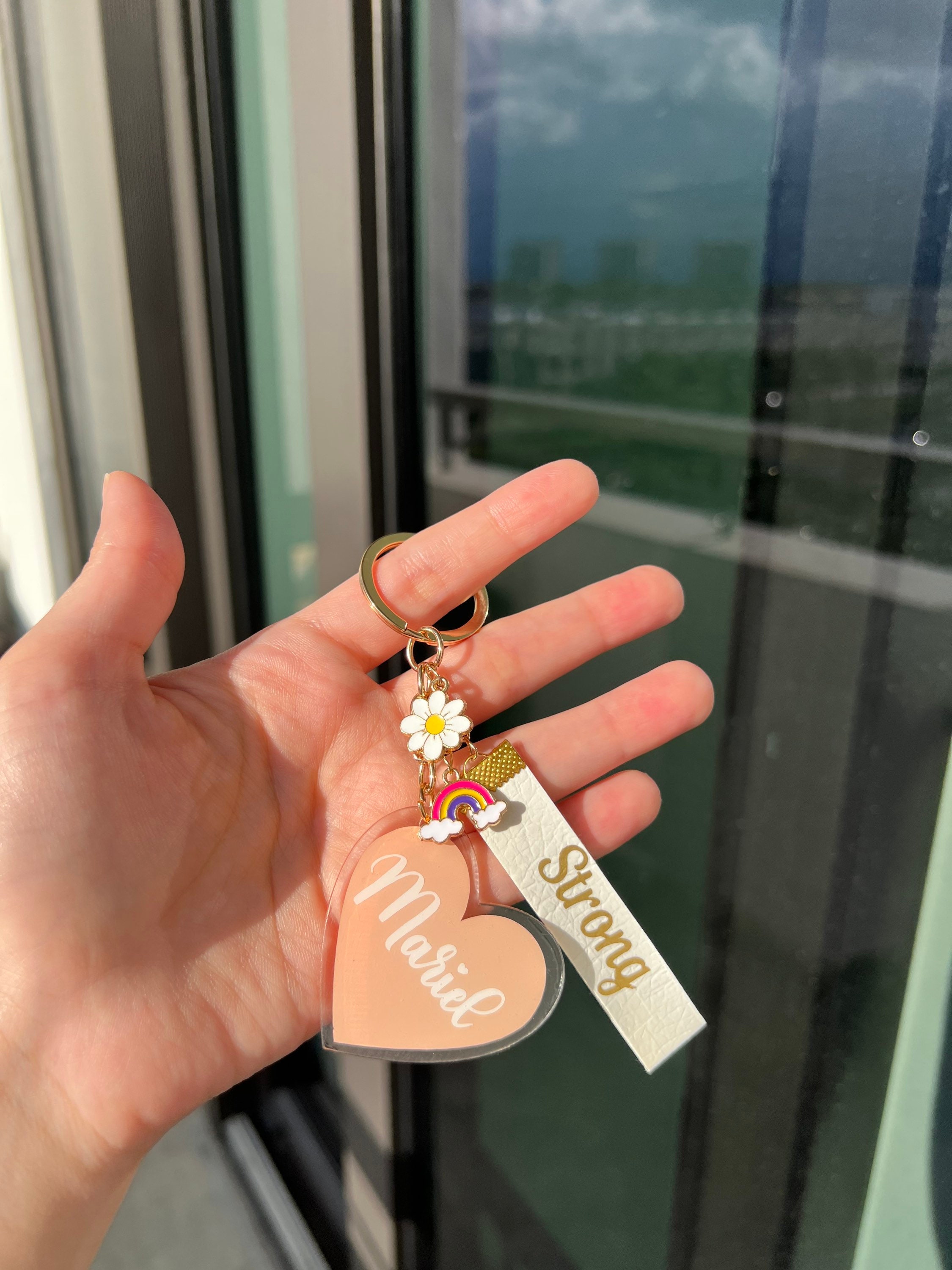 Personalized Acrylic Keychains Custom Name or Word, Heart Design ...