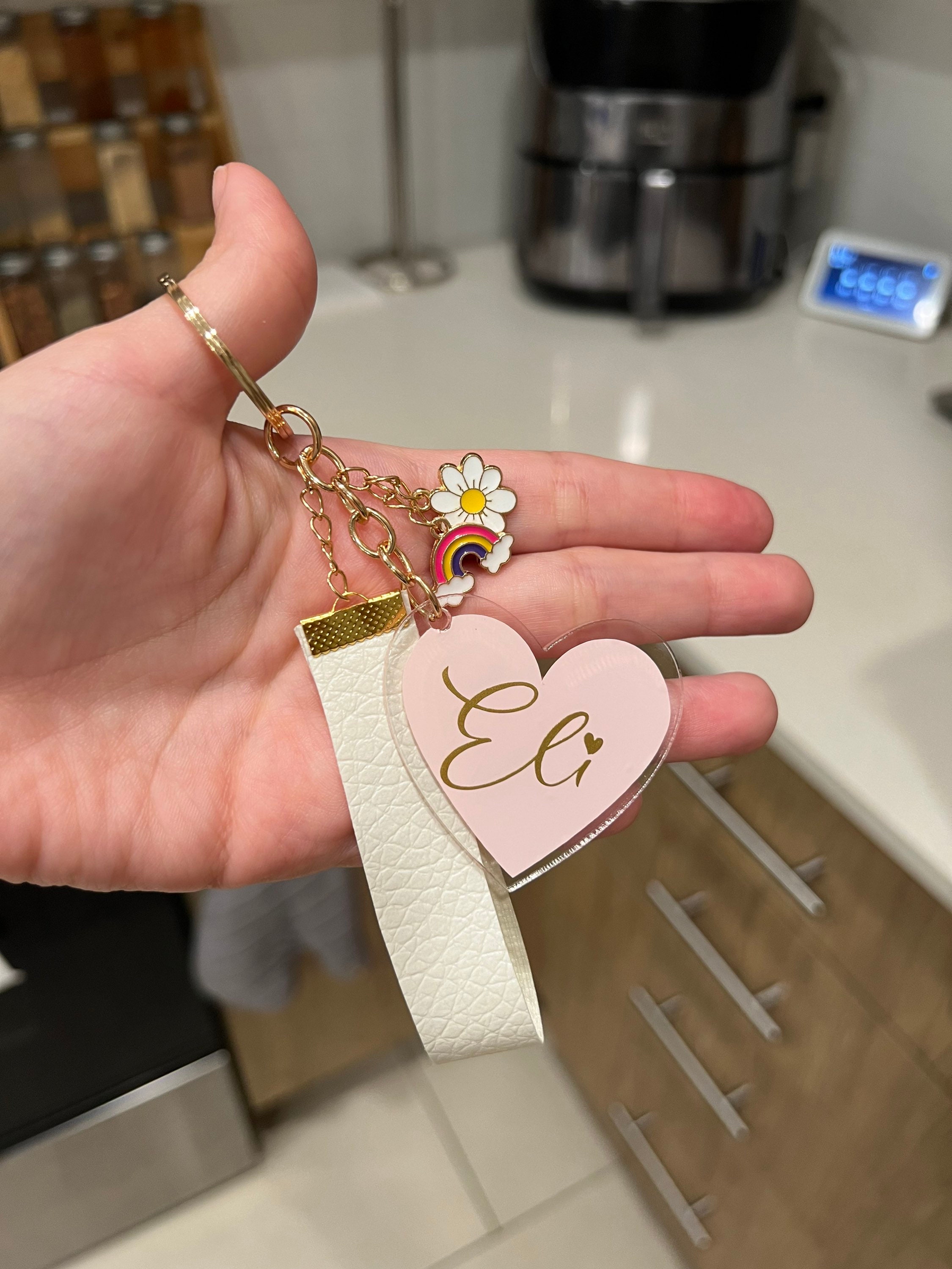 Personalized Acrylic Keychains Custom Name or Word, Heart Design ...