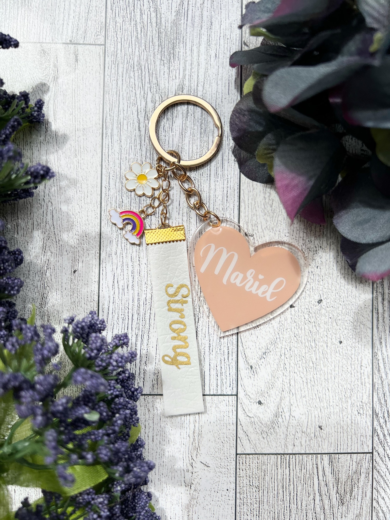 Personalized Acrylic Keychains Custom Name or Word, Heart Design ...