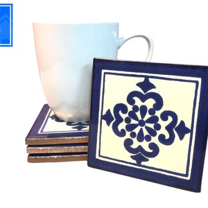 Coasters Set ~ Barbara ~ Handmade Authentic Mexican Talavera Tile Drink Coasters Set Handmade Home Decor Living Room Coffee Table