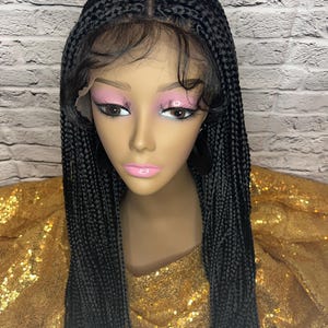 30" FULL LACE Box Braid Lace Front Braided Wig Long With Baby Hair