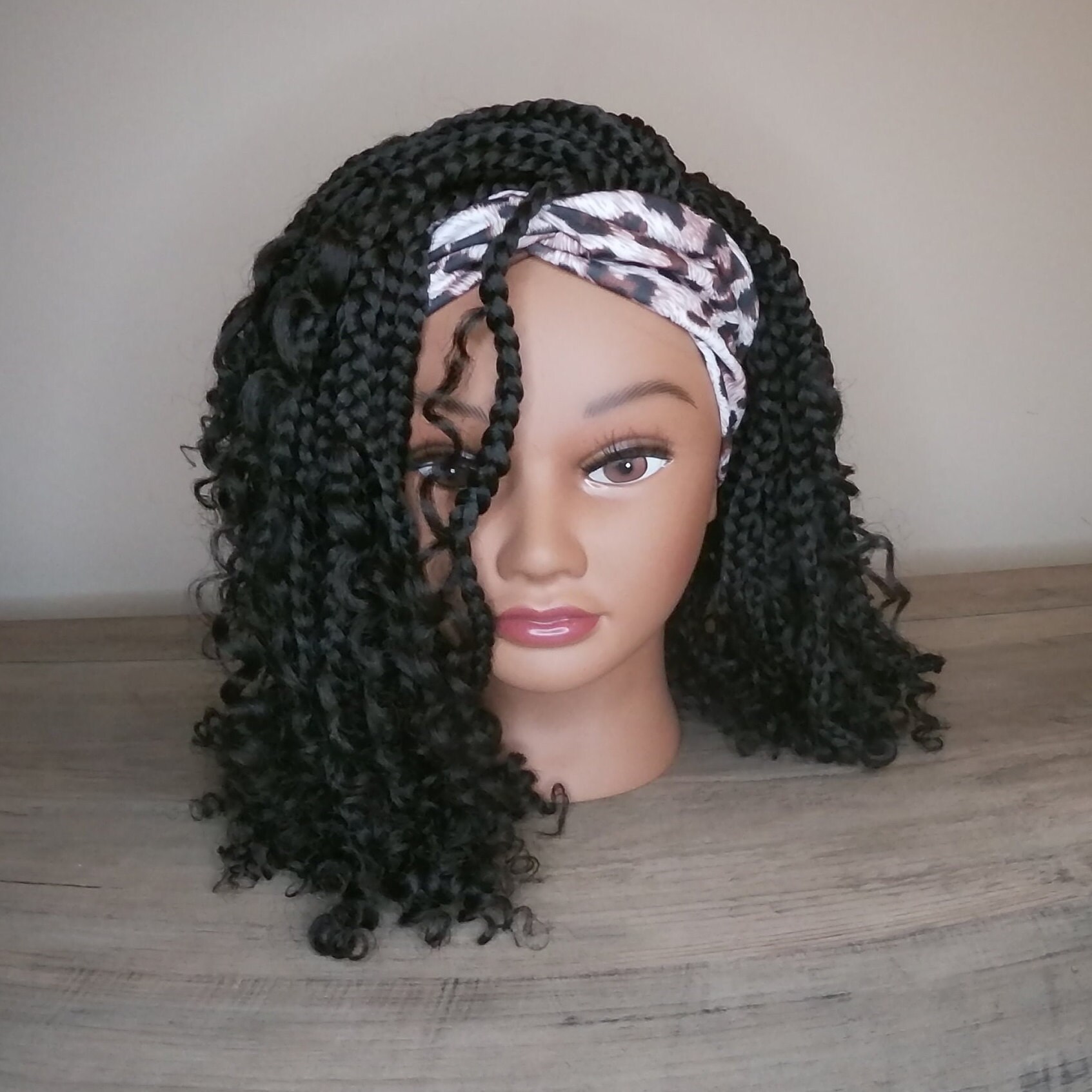 Headband Wig Goddess Box Braid Wig Braided Updo Wig Ponytail Etsy