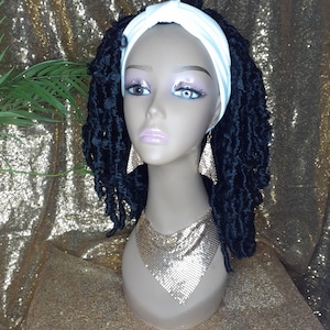 Butterfly Locs Headband Wig Distressed Locs Faux Locs Ponytail Wig Braided Wigs for Black Women