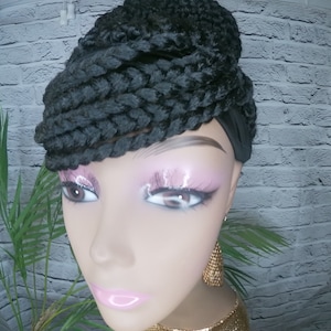Headband Wig Box Braids Braided Wig for Black Women Updo Wig Ponytail Wig Bun Wig