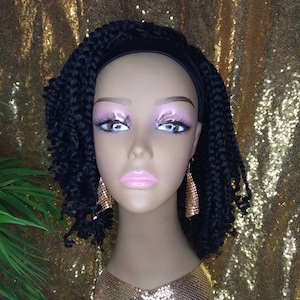 Headband Wig Goddess Box Braids Curly Ends Short Wigs Braided Wigs for Black Women