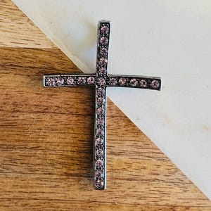Black Rhinestone Cross Pendant - Gothic Jewelry - Religious Fashion Accessory