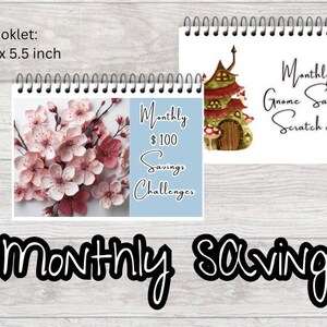 Monthly savings Book- Gnomes scratch off /100 a month