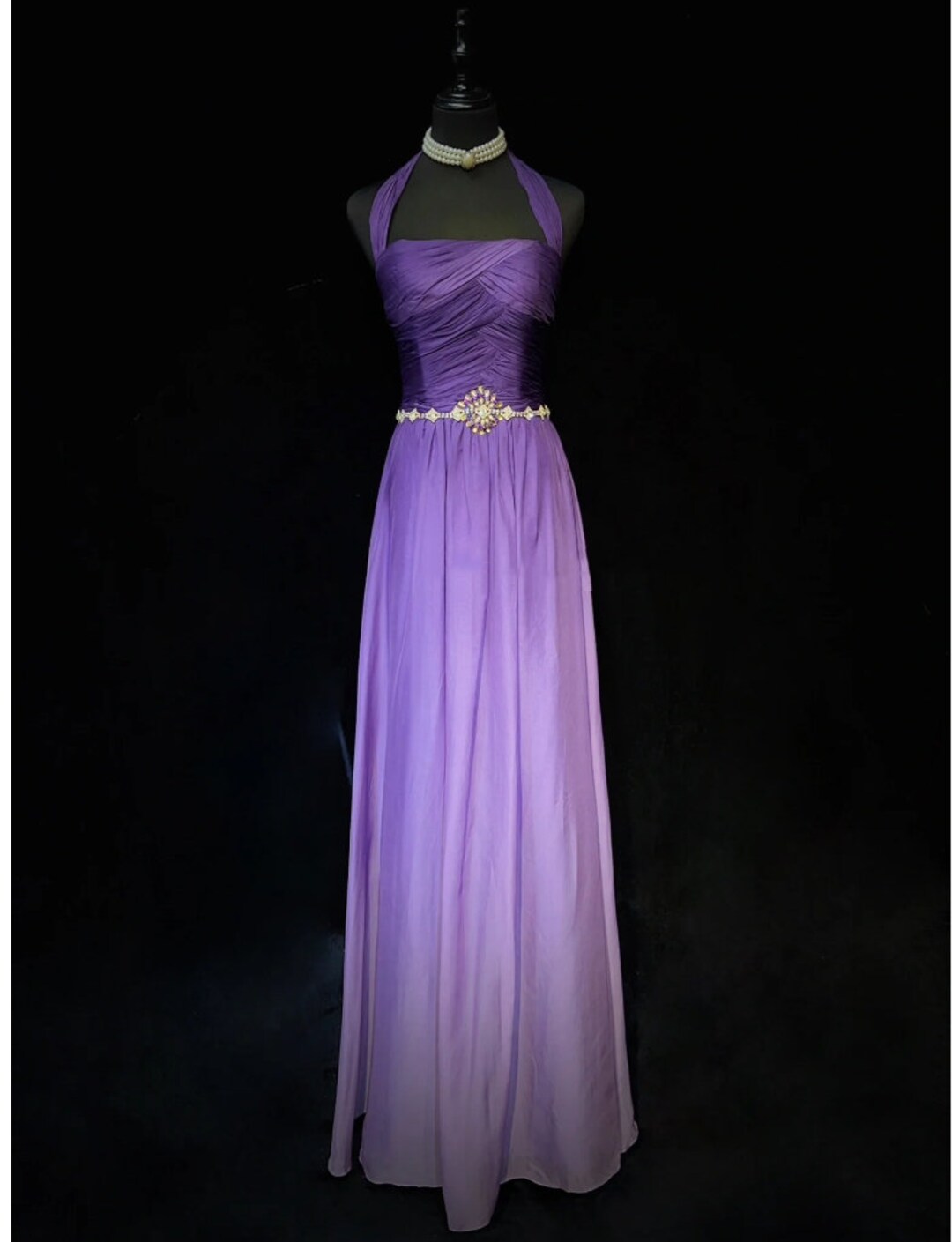 Strapless Chiffon Full Length Gowns Lavender main image 1