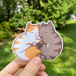 Pegatina de gato linda/kawaii/vinilo/¡impermeable y apta para lavavajillas!