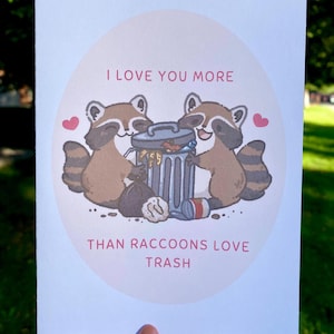 de voeux de pandas de poubelle | Ratons laveurs mignons | Drôle | Carte avec enveloppes | Carte de Saint-Valentin | Cadeau pour les amis d'un proche