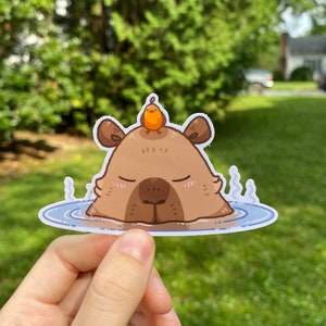Lindo/pegatina kawaii de capibara/vinilo/¡impermeable y apto para lavavajillas!