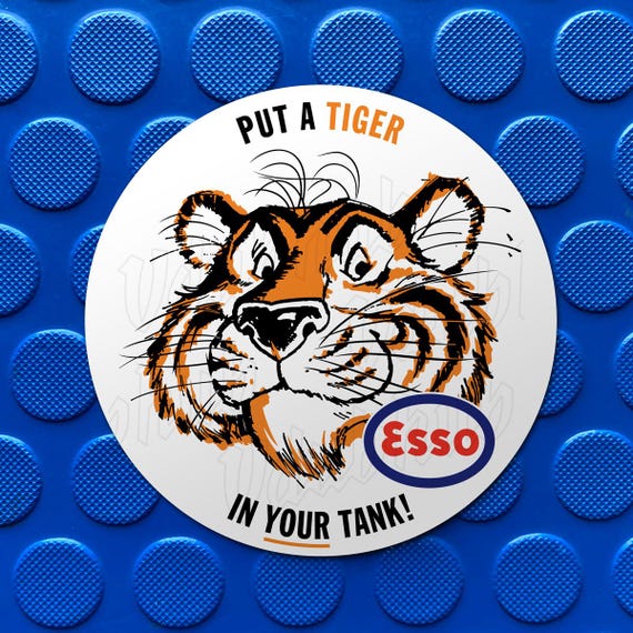 Esso Exxon Tiger Vinyl Sticker 1959-1970s Version for Classic Cars
