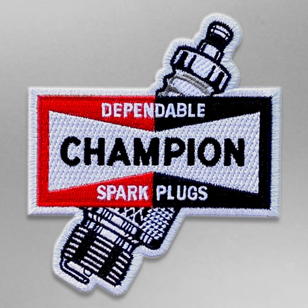 Champion Spark Plugs Embroidered Patch for Caps, Jackets, and