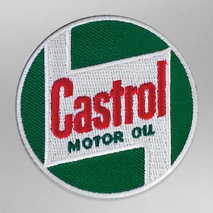 CASTROL Oil Round Embroidered Patch for Caps, Jackets, & Uniforms, Iron-On/Sew-On