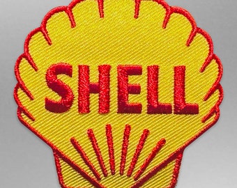 SHELL Oil Embroidered Gas Station Mechanic&#39;s Patch for Caps, Jackets, and Race Uniforms.