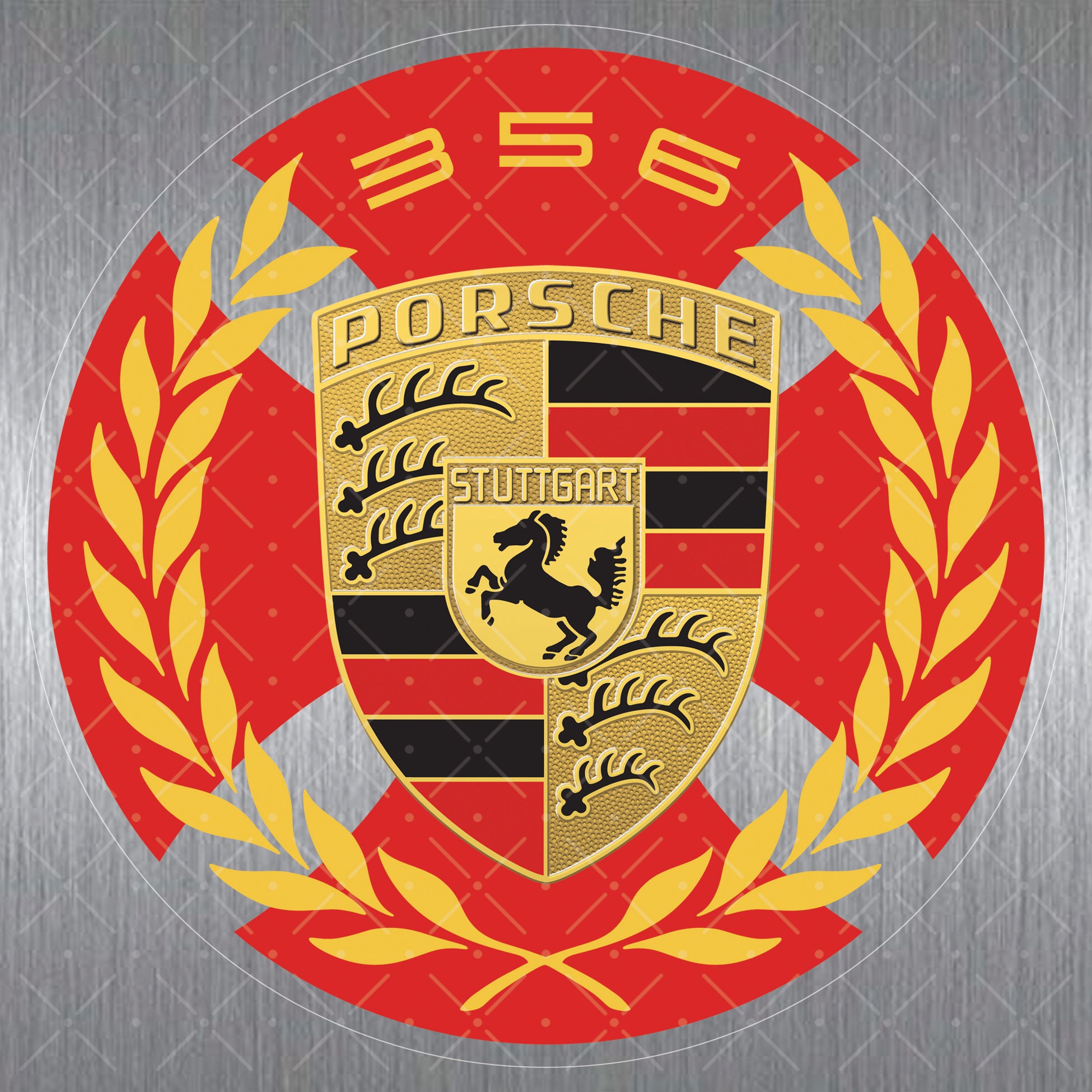 Original Porsche Emblem Coat Of Arms Logo Adhesive Label Sticker