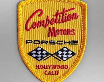 Competition Motors Hollywood California Embroidered Patch for Caps, Jackets & Uniforms, Iron-On/Sew-On