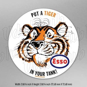Esso Exxon Tiger Vinyl Sticker 1959-1970s Version for Classic Cars and Vintage Motorcycles