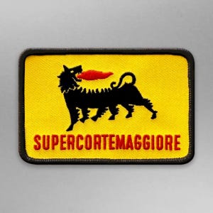 Parche bordado termoadhesivo de AGIP Gas Station para gorras, chaquetas y uniformes.