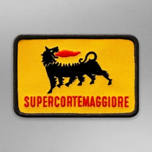 AGIP Gas Station Embroidered Iron-On Patch for Caps, Jackets, and Uniforms