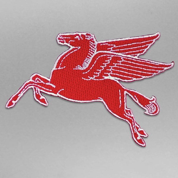 Pegasus Mobil Oil Embroidered Patch Iron On or Sew On for Coveralls, Mechanic Jacket, Hat and Hoodie