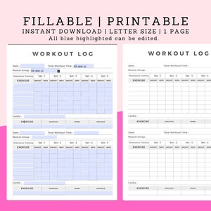 Simple Customizable Workout Log |  Exercise Tracker Log Printable | My Training Workout Tracker Log | Fitness Tracker | Printable Planner