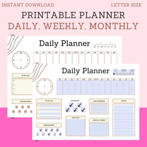 Daily Productivity Planner | Executive Daily Planner for Dateless Daily Schedule | Virtual Editable Planner | Personalized Printable Planner