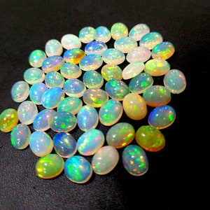 Incêndio incrível!! Cabochão liso de opala \ 6x8 mm \ Opel oval perfeito de alta qualidade para fazer joias \ Pedra preciosa de opala de fogo natural \ 10 unidades