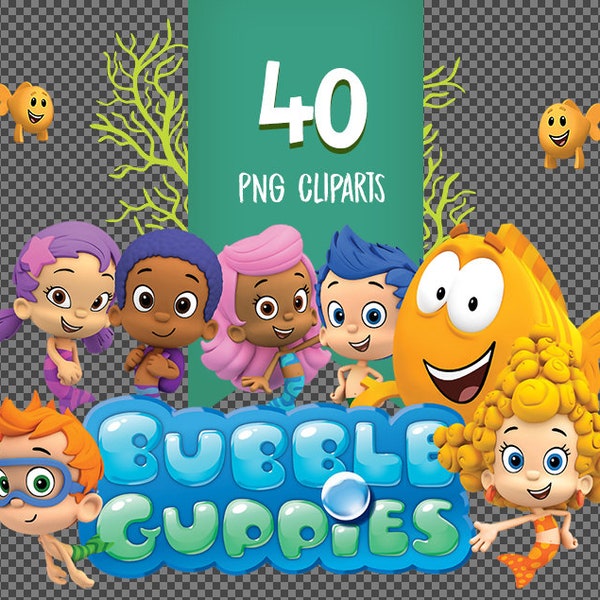 Bubble Guppies Clipart - Bubble Guppy Clip Art - Bubble Guppies Characters - Printables Transparent Clipart - Instant Download - Bubble