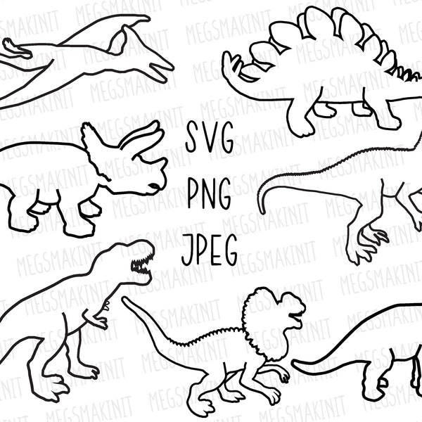 Dinosaurier Umriss Digitale Dateien SVG, PNG, JPG