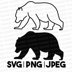 Contour et silhouette de l'ours Fichiers numériques SVG, PNG, JPEG