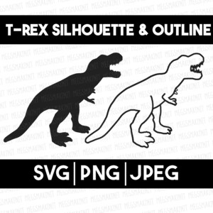 T-Rex Umriss und Silhouette Digitale Dateien SVG, PNG, JPEG