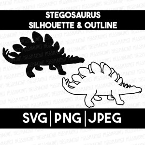 Stegosaurus Outline and Silhouette Digital Files SVG, PNG, JPEG