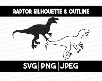 Raptor Umriss und Silhouette Digitale Dateien SVG, PNG, JPEG