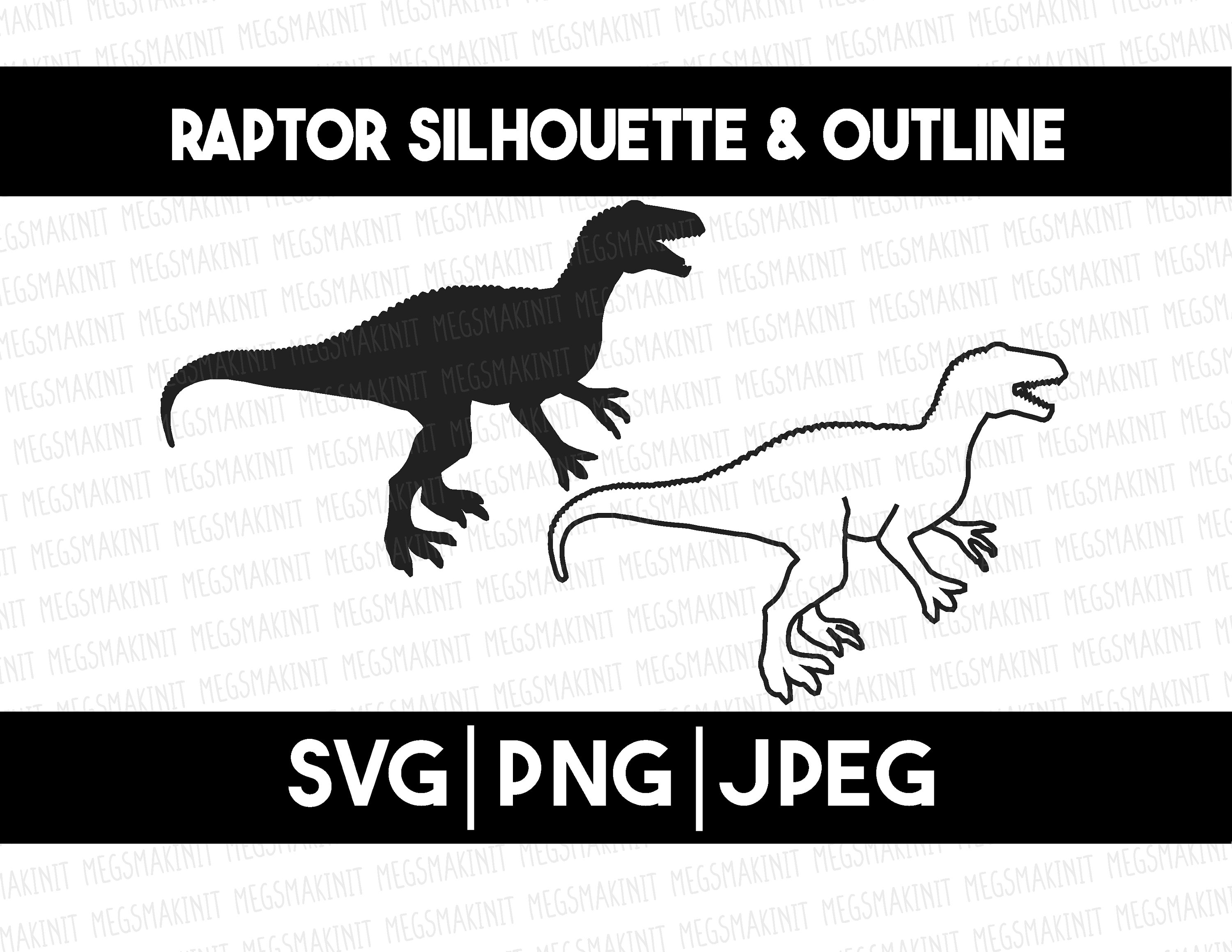 Raptor Outline and Silhouette Digital Files SVG, PNG, JPEG - Etsy