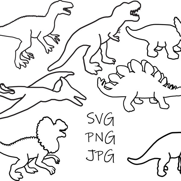 Dinosaur Outline Svg - Etsy