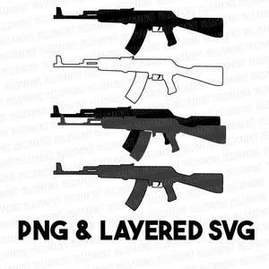 AK-47 Layered svg, AK-47 Outline svg, AK-47 solid svg, ak-47 svg, png, jpeg Digital Files