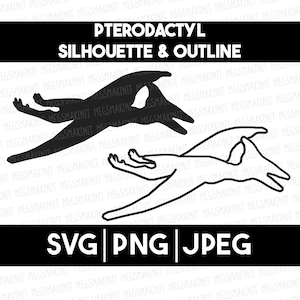 Pterodactylus omtrek en silhouet digitale bestanden, SVG, PNG, JPEG