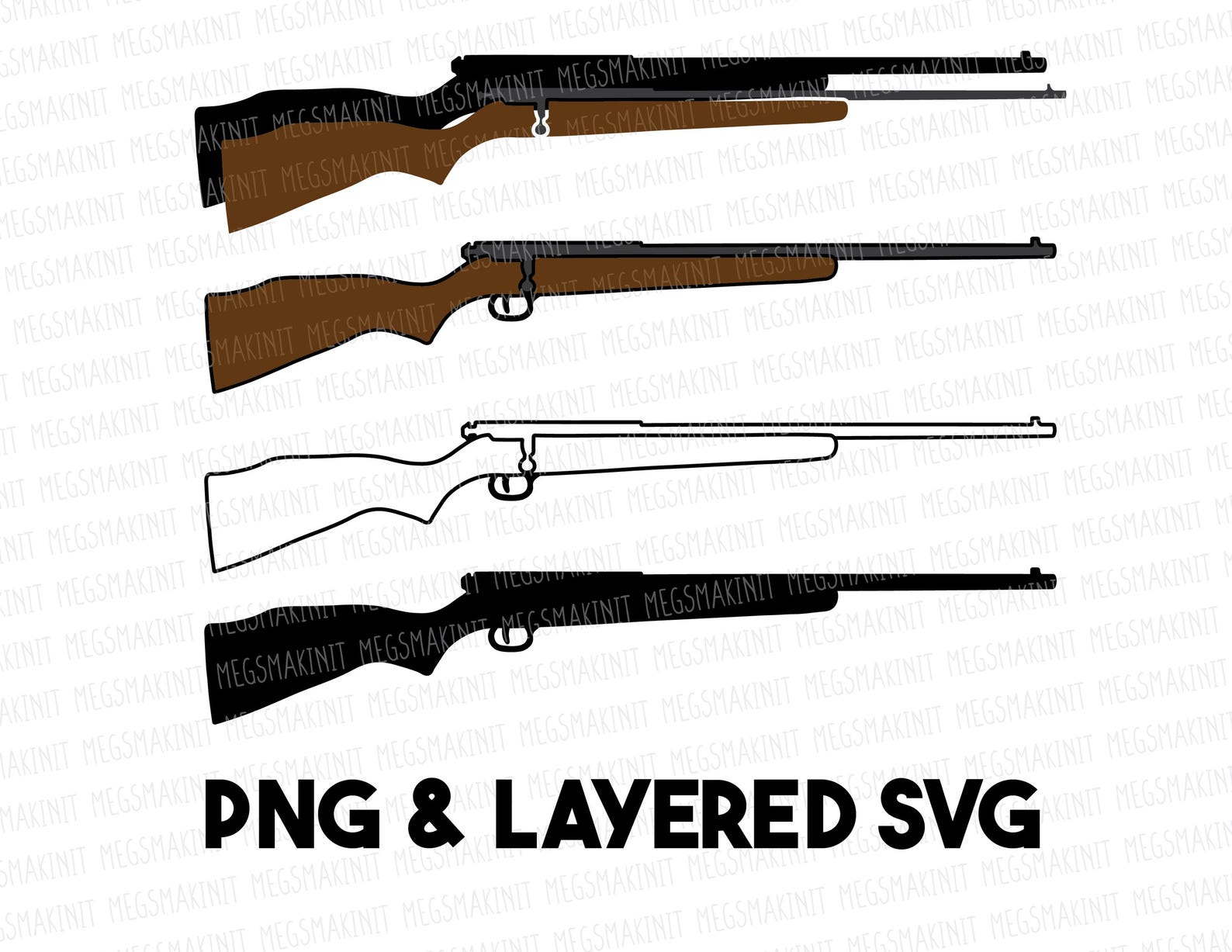22 Rifle Layered SVG, .22 Rifle Outline SVG, .22 Rifle Solid Svg, .22 ...