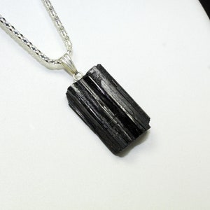 Natural Black Tourmaline Raw Necklace