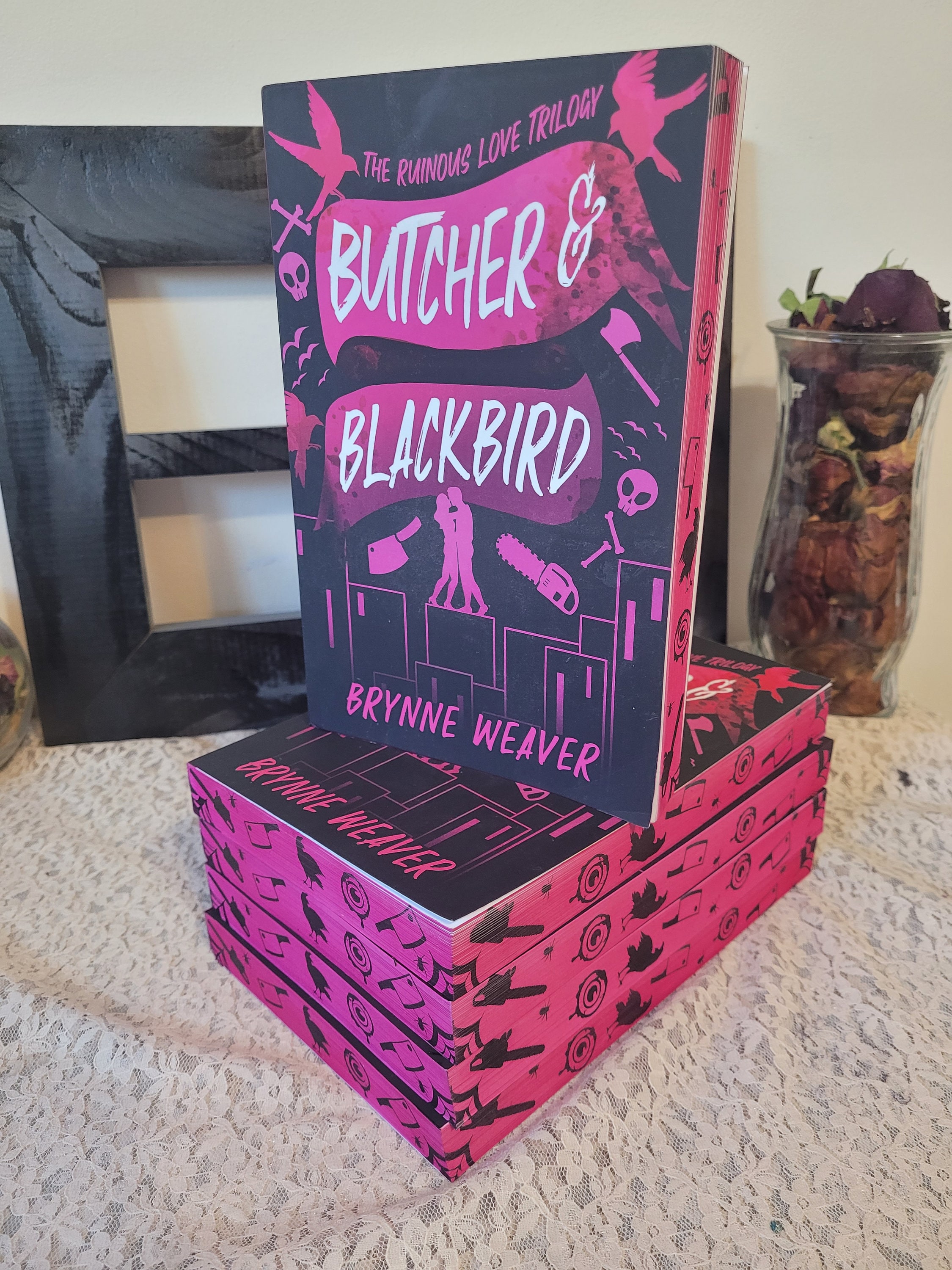 Butcher and Blackbird PAPERBACK by Brynne Weaver with pretty custom sprayed  edges