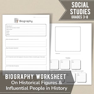 Biography Printable Worksheet On Historical Figures and Influential People In History | Social Studies | Grades 3rd-8th | Teaching Resources