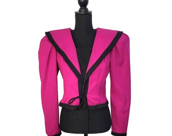 Vintage 1980s Fuchsia Cropped Jacket with Shoulderpads