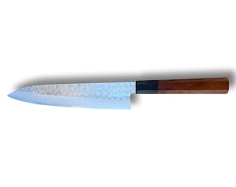 Handmade Damascus VG-10 Kiritsuke Chef Knife, Hammer Finish Rosewood Handle