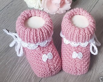 Knitted shoes bow socks lace wool